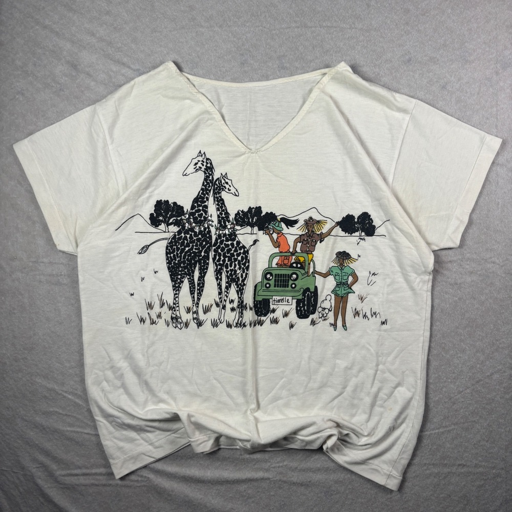 Vintage White Safari Graphic Single-Stitch T-Shirt